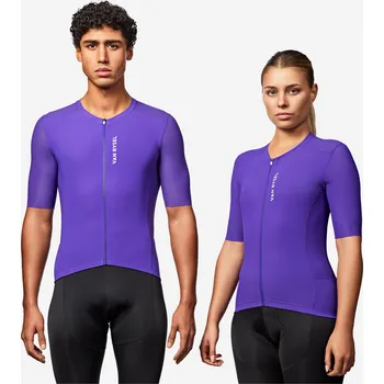 cyklistický dres VAN RYSEL Unisex letní dres na silniční cyklistiku s krátkým rukávem Racer 2 M FIALOVÁ