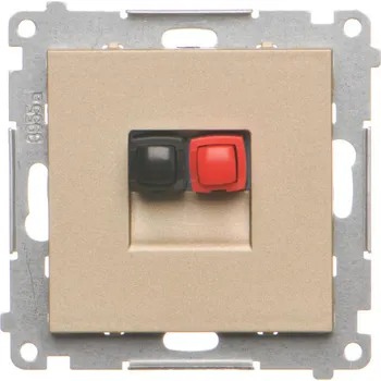 Elektrická zásuvka Zásuvka reproduktorová 1 násobná s popisným polem, pro připojení 1, Simon 55 TGL1.01/144, champagne metalizovaná