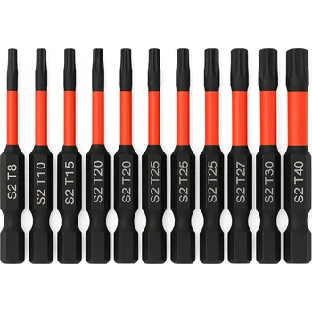 Bit SADA BITŮ MAGNETICKÉ RÁZOVÉ BITY PRO AKU ŠROUBOVÁK TORX 50mm 10 Ks