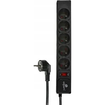 Napájecí kabel Prodlužovací Kabel s přepěťovou ochranou DPM 1,5 m 5 ks zásuvek černý
