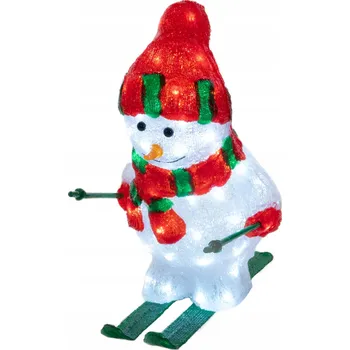 Vánoce VÁNOČNÍ SVÍTÍCÍ DEKORACE SNĚHULÁK NA LYŽÍCH LED OZDOBA 40X44,8 CM