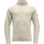 Klasický teplý vlněný svetr s vysokým límcem DEVOLD Nansen Wool High Neck, Grey Melange - XL
