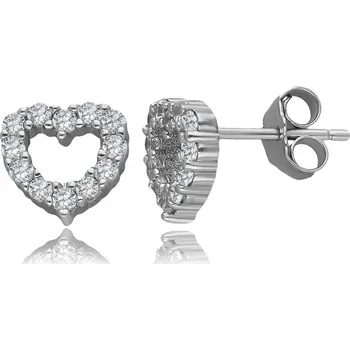 Náušnice STŘÍBRNÉ NÁUŠNICE SE ZIRKONY SRDCE SRDÍČKA