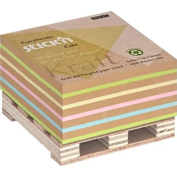 Samolepící bloček Samolepicí bloček Stick'n by Hopax KRAFT na paletce - 76 x 76 mm, mix barev, 400 lístků