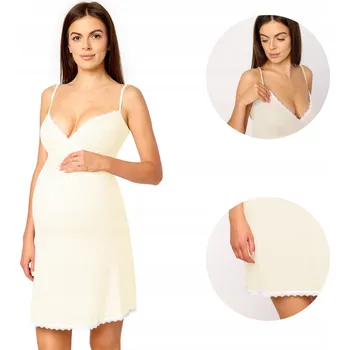 Dámské šaty Spodnička pod šaty Šaty Těhotenská noční košile MS10-466 Ecru M