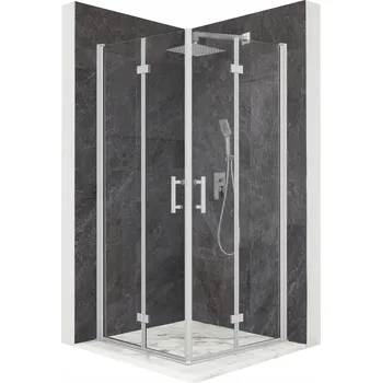 Sprchový kout otevírací stříbrný 80x80 cm sklo 6 mm + povrchová úprava