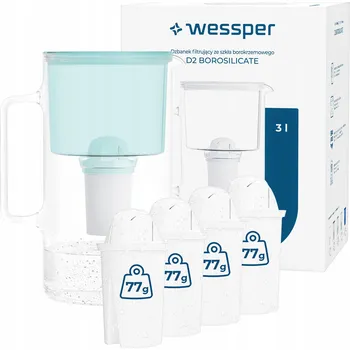 Filtrační konvice Filtrační konvice skleněná Wessper D2 BOROSILICATE 3l mátová + 5x filtr