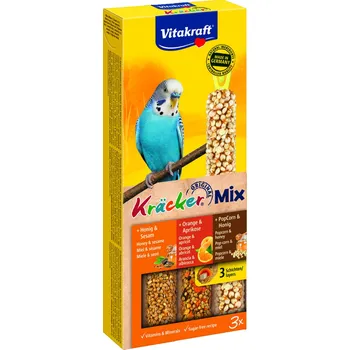 Krmivo pro ptáka Vitakraft Kracker Trio Mix med + pomeranč + popcorn 3 ks