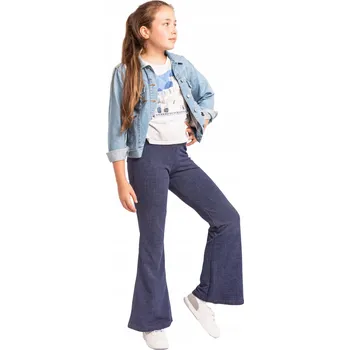Dívčí legíny dlouhé kalhoty zvony FLARE vzhled džínoviny 164