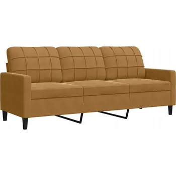 Pohovka Třímístná pohovka, hnědá, 180 cm, čalouněná sametem