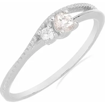 Prsten Prsten stříbrný s morganitem a zirkonem Ag 925 031121 MG 52 mm (US 6), 1,25 g