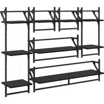 police Sada nástěnných polic 6 ks Černý Dub 100 x 25 x 30 cm