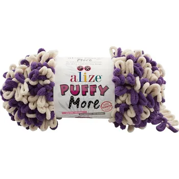 Příze Alize příze Puffy More 6541 krémová a fialová