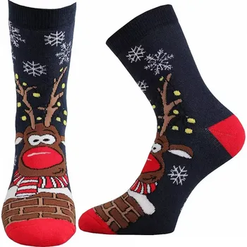 Dámské punčochy Vánoční froté ponožky Rudy - 27-34 / tmavě modrá