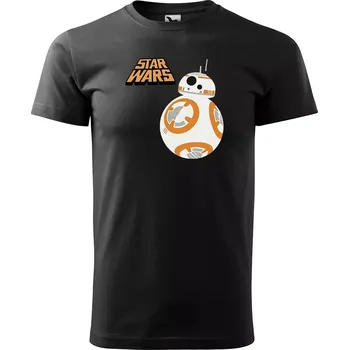 Pánské tričko Sablio Tričko s potiskem Star Wars BB-8 s textem - černé 5XL