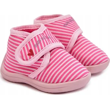 Dívčí obuv PAPUČE S DÍVČÍMI PÁSKY A NÁPIS SE ZAPÍNÁNÍM NA NA SUCHÝ ZIP, RŮŽOVÉ, VELIKOST 19