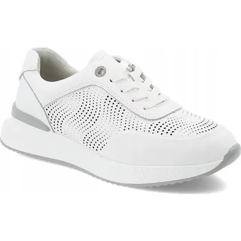 Dámské tenisky Dámské bílé kožené tenisky s perforací, šněrovací S.Barski LR 51-551 velikost 38