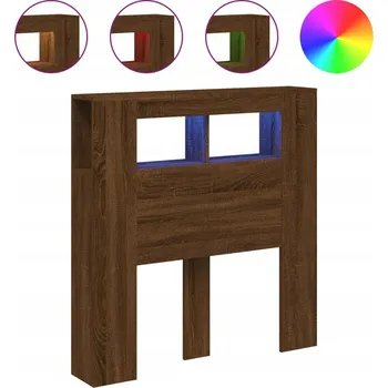 Čelo postele s LED osvětlením, hnědý dub, 100x18,5x103,5 cm