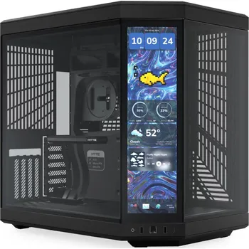 PC skříň HYTE skříň Y70 Touch Infinite Pitch Black / 14,9" dotykový displej / levé a přední sklo / Riser PCIe 4.0 / bez zdroje /