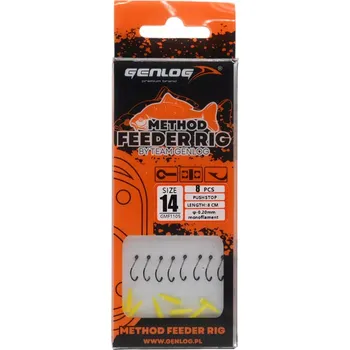 Rybářský háček Hotové návazce Method Feeder Rig s Push Stopem GENLOG háček 14 vlasec 0,20mm 8cm