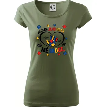 Jsem jeho hlas - Ruka v srdci - Dámské triko Pure - XS ( Khaki )