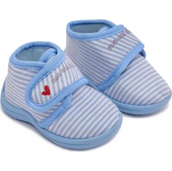Dívčí bačkory Dětské PAPUČE S PÁSKY A NÁPIS, Zapínání NA SUCHÝ ZIP, Modré, Velikost 19