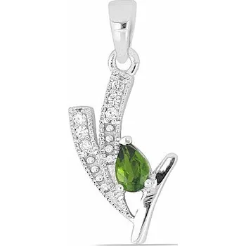 Přívěsek Přívěsek stříbrný s chromdiopsidem a zirkony Ag 925 020160 DIO 2,0 cm, 2,3 g