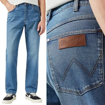 Pánské džíny Wrangler FRONTIER Brennan Džíny STŘIH STRAIGHT VOLNÝ PÁNSKÉ JEANS W32 L34