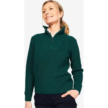 Pánský svetr INESIS Dámský golfový svetr se zipem u krku MW500 L ZELENÁ