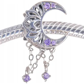 Přívěsek Přívěsek "Mystický Měsíc" ze stříbra 925 s fialovými zirkony ve tvaru květu