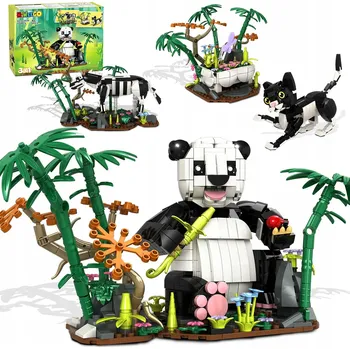 ostatní stavebnice STAVEBNICE PANDA KRÁVA KOČKA BAMBUS ROSTLINA 3V1 DÁREK DĚTI KREATIVNÍ SADA