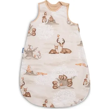 Spací pytel pro miminko Spací vak, mušelín, bavlna, vel. M, 50x80cm - Zábava v lese, béžový