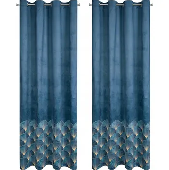 Obraz Závěs polozatemňovací s kroužky 140 cm x 250 cm tmavě modrá