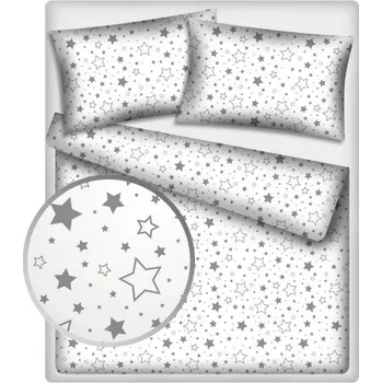 Povlečení Baby Nellys Bavlněné povlečení 140 x 200/70 x 90 - Šedé hvězdy a hvězdičky