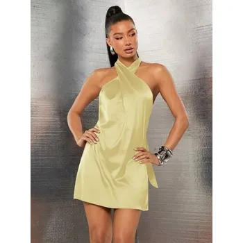 Dámské šaty SHEIN ŽLUTÉ SATÉNOVÉ ŠATY MINI (L)