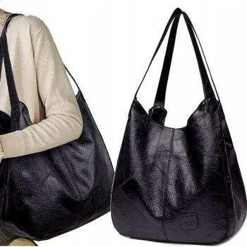 Kabelka TAŠKA kabelka VELKÁ PROSTORNÁ přes rameno DÁMSKÁ černá