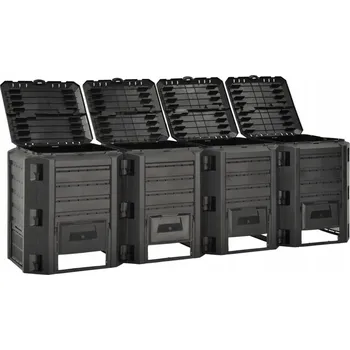 Kompostér Kompostér 4-komorový VidaXL 1600 l černý