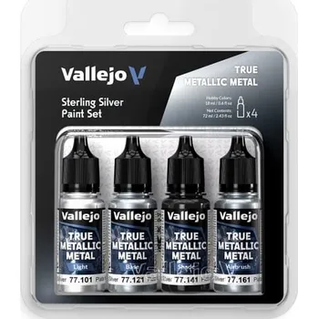 Vallejo: True Metallic Metal - Sterling Silver 4 Colour Paint Set