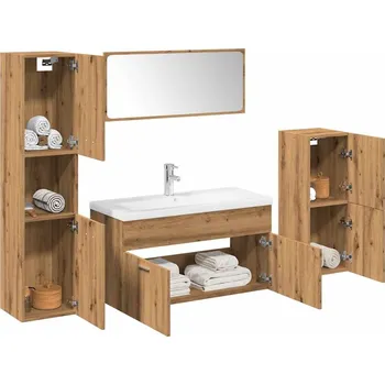 Koupelnový nábytek 5dílná koupelnová sestava dub artisan kompozitní dřevo Hnědá3328598