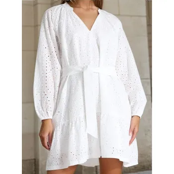 Dámské šaty Sinsay - Mini krajkové šaty - bílá - 470DA-00X - 470DA-00X-L