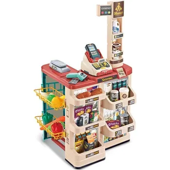 Hra na obchod Supermarket s nákupním vozíkem + váha - pokladna - skener + 48 ks