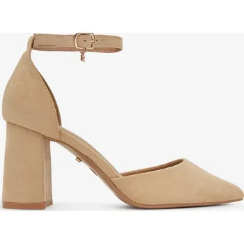 Dámské lodičky Deezee Dámské lodičky na nízkém sloupkovém podpatku béžové - podpatek 38