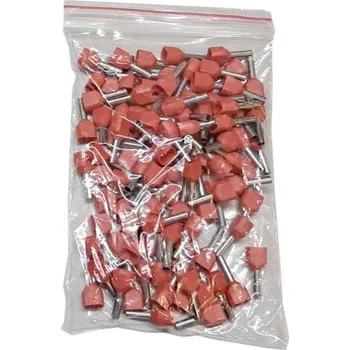 Síťový kabel Dutinka pro dva kabely 1,5mm2 červená (TE1,5-8), balení 100ks