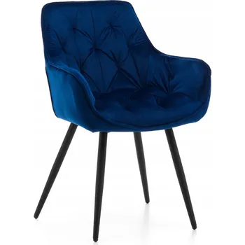 Jídelní židle ČALOUNĚNÁ ŽIDLE PROŠÍVANÁ DO OBÝVACÍHO POKOJE JÍDELNY VELUROVÁ TMAVĚ MODRÁ SIENA
