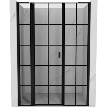 Sprchové dveře MEXEN/S - Mist L sprchové dveře křídlové levé 140, černá dekor, černá 8A4L-140-001-70-77-L