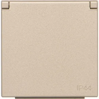 vypínač Kryt zásuvky silové 1 násobné, s uzemněním, IP44, víčko v barvě krytu,, Simon 55 TGZ1BUZP/144, champagne metalizovaná