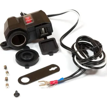 Elektrická zásuvka BIKETEC zásuvka zapalovače pro motocykl pod zrcátko se dvěma zásuvkami USB a pojistkou- MUS04L (BIKETEC zásuvka zapalovače pro motocykl pod zrcátko se dvěma zásuvkami USB a pojistkou- MUS04L)