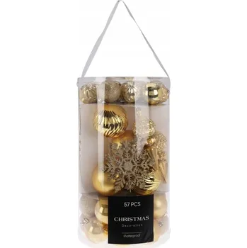 Vánoce Vánoční ozdoby koule sada 57 ks zlatá