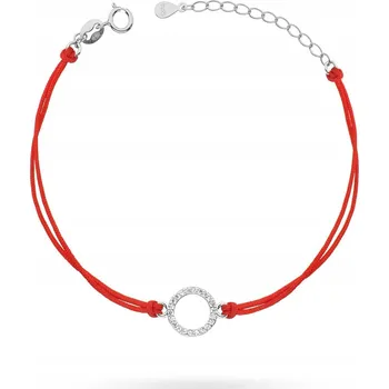 Náramek Stříbrný náramek 925 Červená šňůrka KOLEČKO