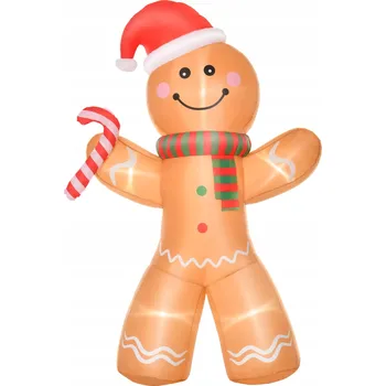 Vánoční dekorace PERNÍKOVÝ MUŽ, NAFUKOVACÍ vánoční dekorace, LED OSVĚTLENÍ